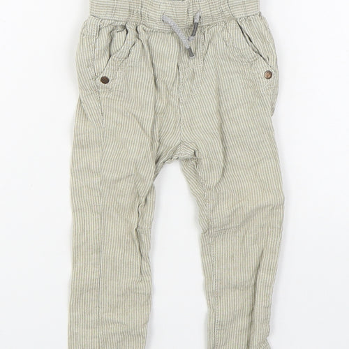 NEXT Boys Beige Striped Linen Jogger Trousers Size 6-9 Months