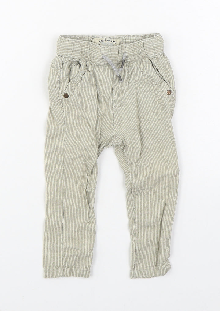 NEXT Boys Beige Striped Linen Jogger Trousers Size 6-9 Months