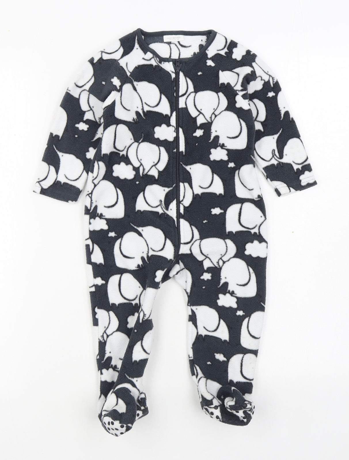 NEXT Baby Blue Geometric Polyester Coverall Outfit/Set Size 9-12 Months  Zip