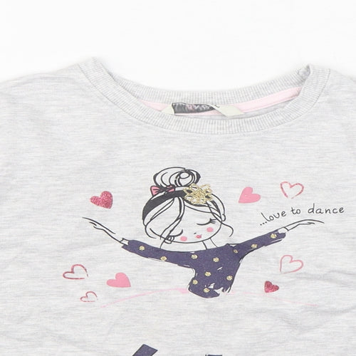 E-vie Girls Grey  Cotton Pullover Sweatshirt Size 5-6 Years  Pullover