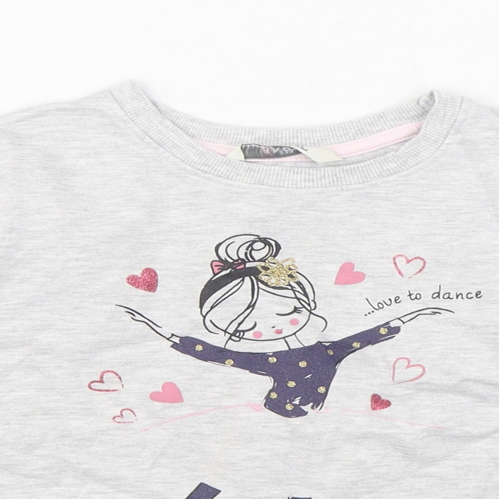 E-vie Girls Grey  Cotton Pullover Sweatshirt Size 5-6 Years  Pullover