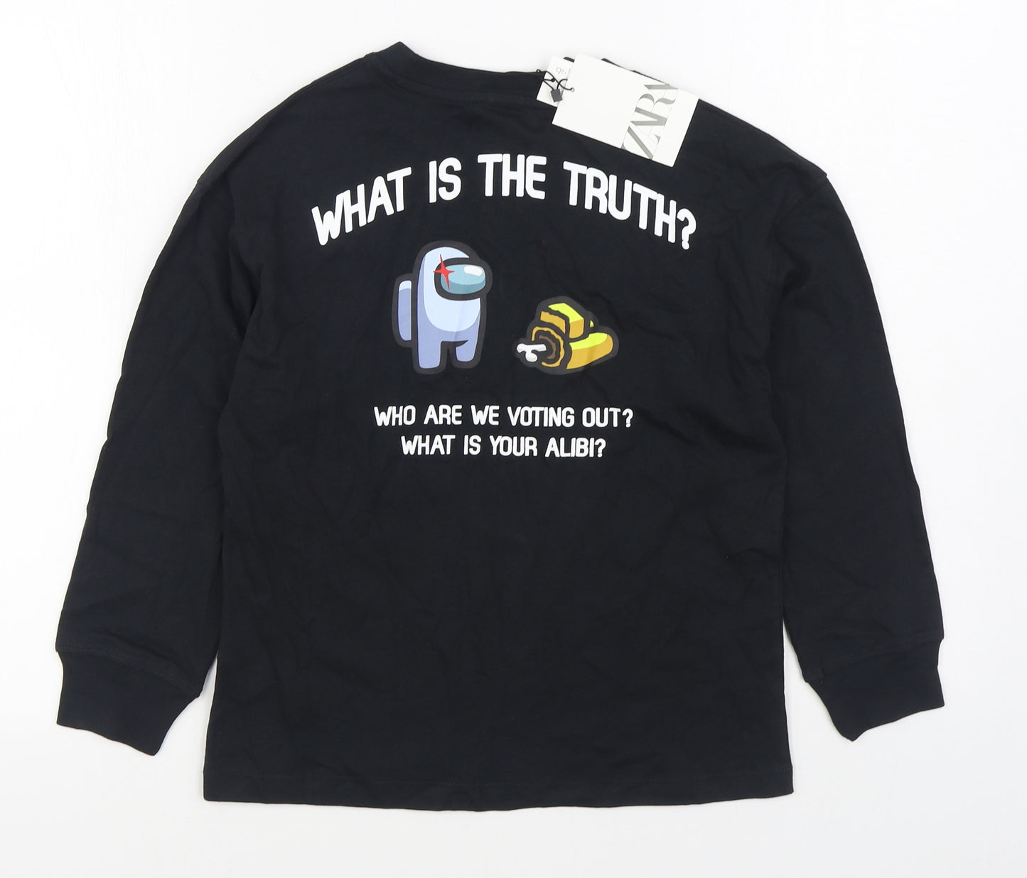 Zara Boys Black  100% Cotton Pullover Sweatshirt Size 9 Years  Pullover - Among Us