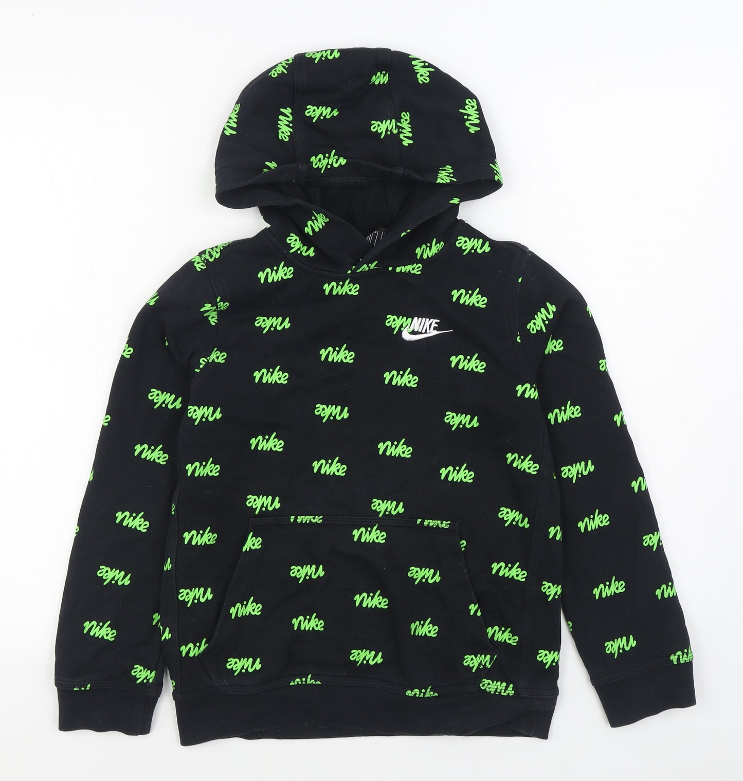 Nike Boys Black Geometric Cotton Pullover Hoodie Size 10-11 Years  Pullover