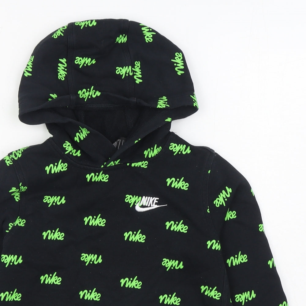 Nike Boys Black Geometric Cotton Pullover Hoodie Size 10-11 Years  Pullover