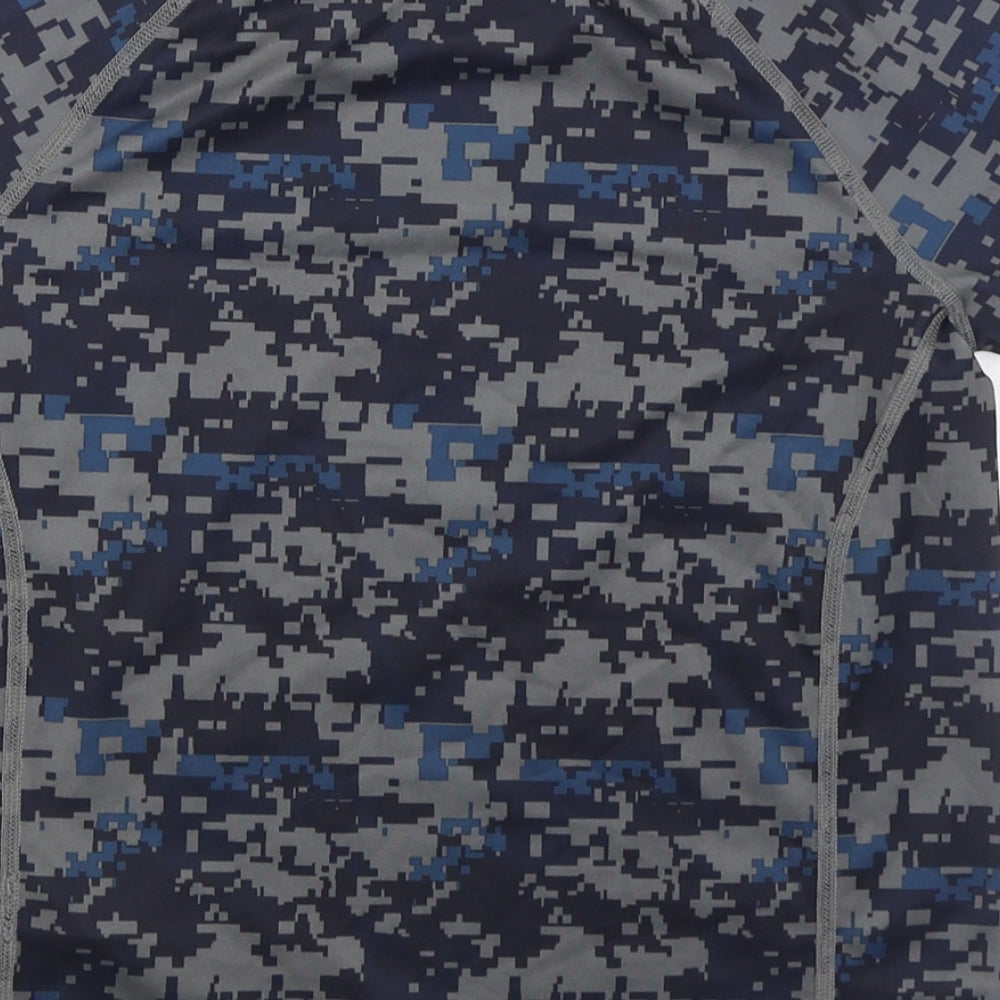 Marks and Spencer Boys Grey Camouflage Polyester Basic T-Shirt Size 9-10 Years Round Neck Pullover