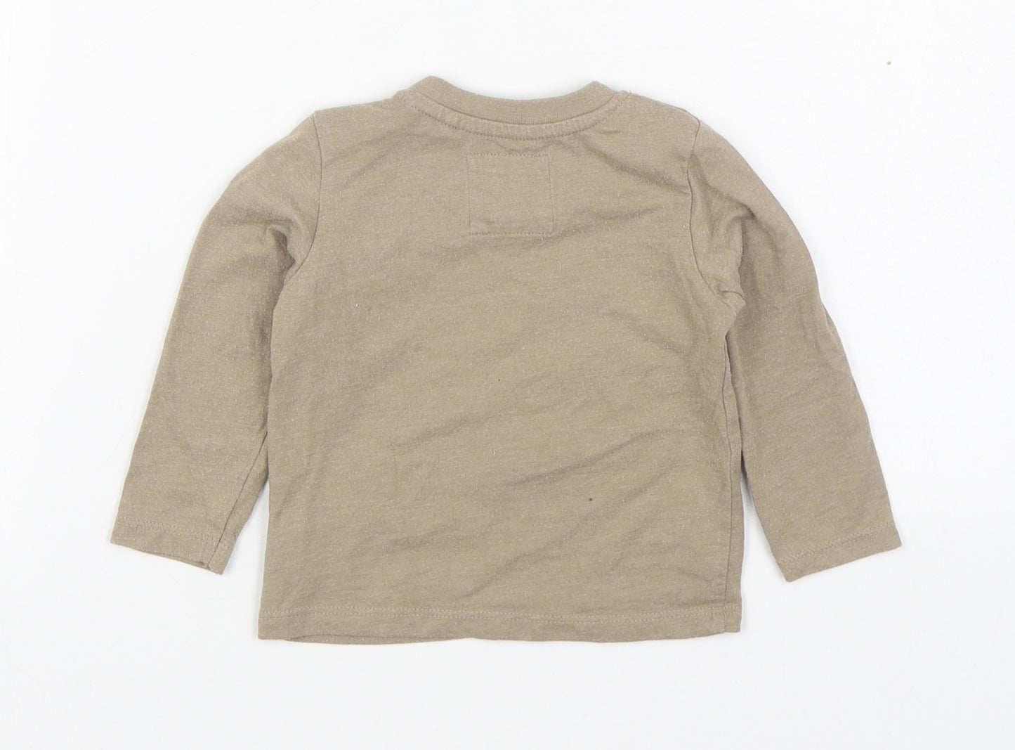 TU Baby Brown  Cotton Basic T-Shirt Size 6-9 Months Round Neck Pullover
