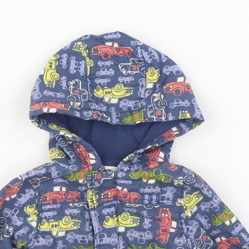 M&Co Boys Blue Geometric  Jacket  Size 9-12 Months   Zip