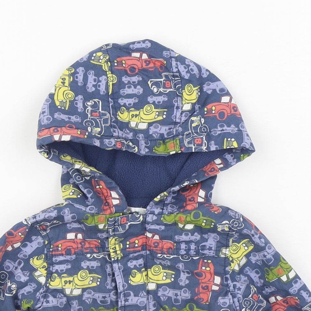 M&Co Boys Blue Geometric  Jacket  Size 9-12 Months   Zip