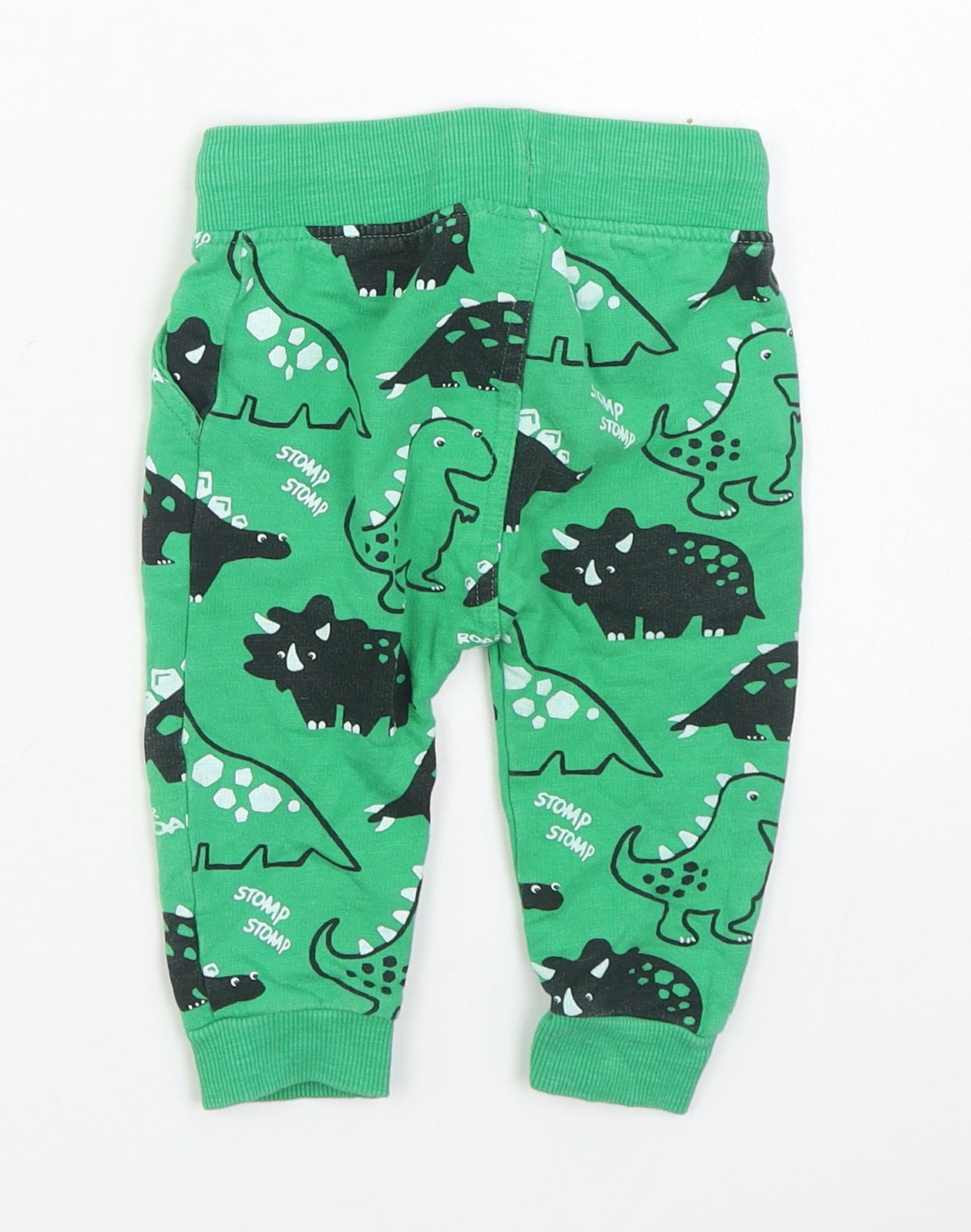 NEXT Boys Green Geometric 100% Cotton Jogger Trousers Size 9-12 Months  Tie