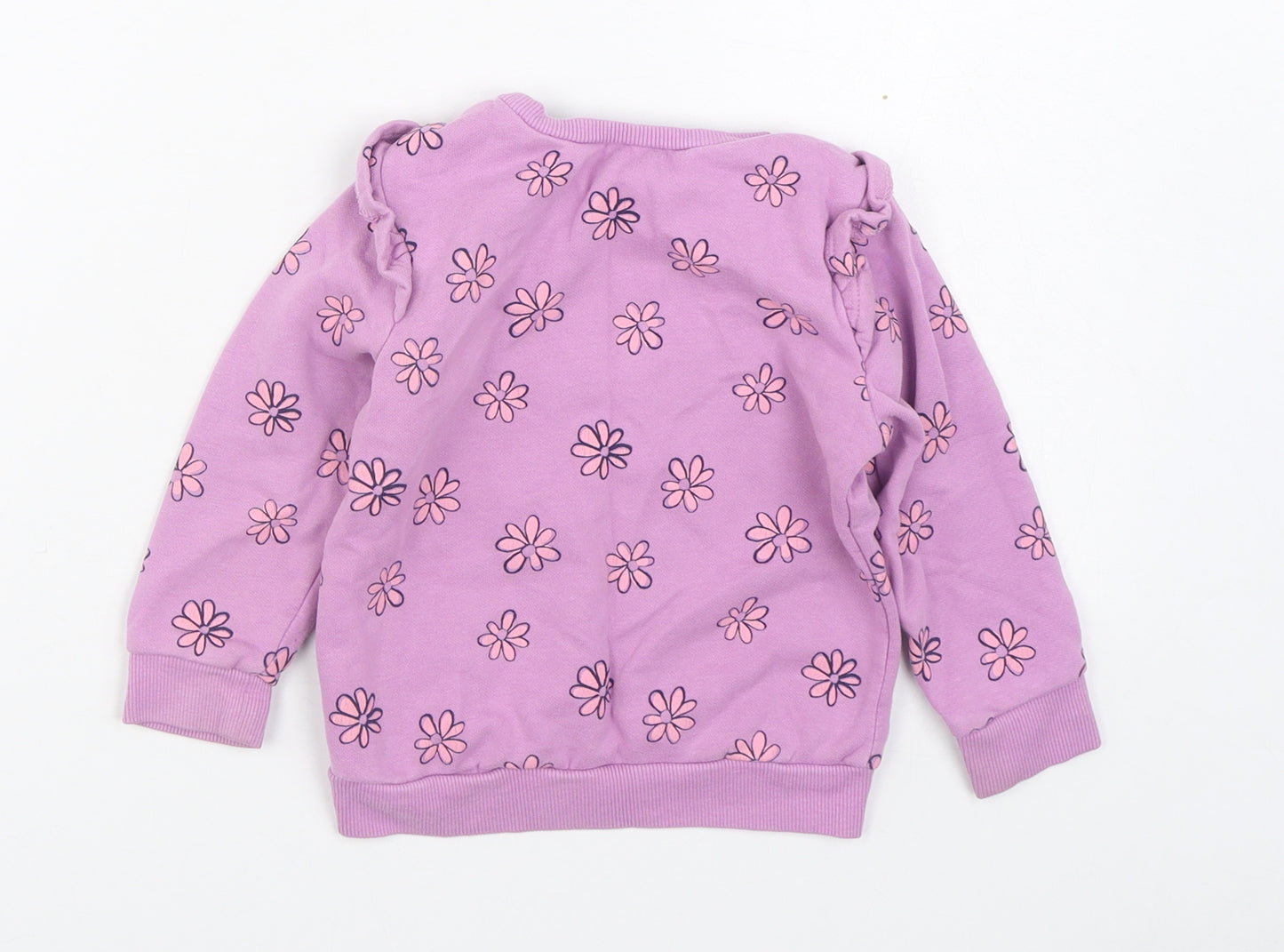 Dunnes Stores Girls Purple Geometric Cotton Pullover Jumper Size 18-24 Months  Pullover
