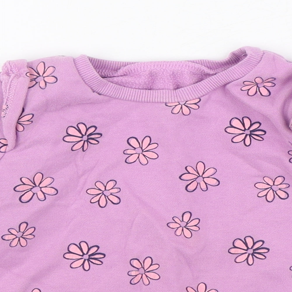 Dunnes Stores Girls Purple Geometric Cotton Pullover Jumper Size 18-24 Months  Pullover