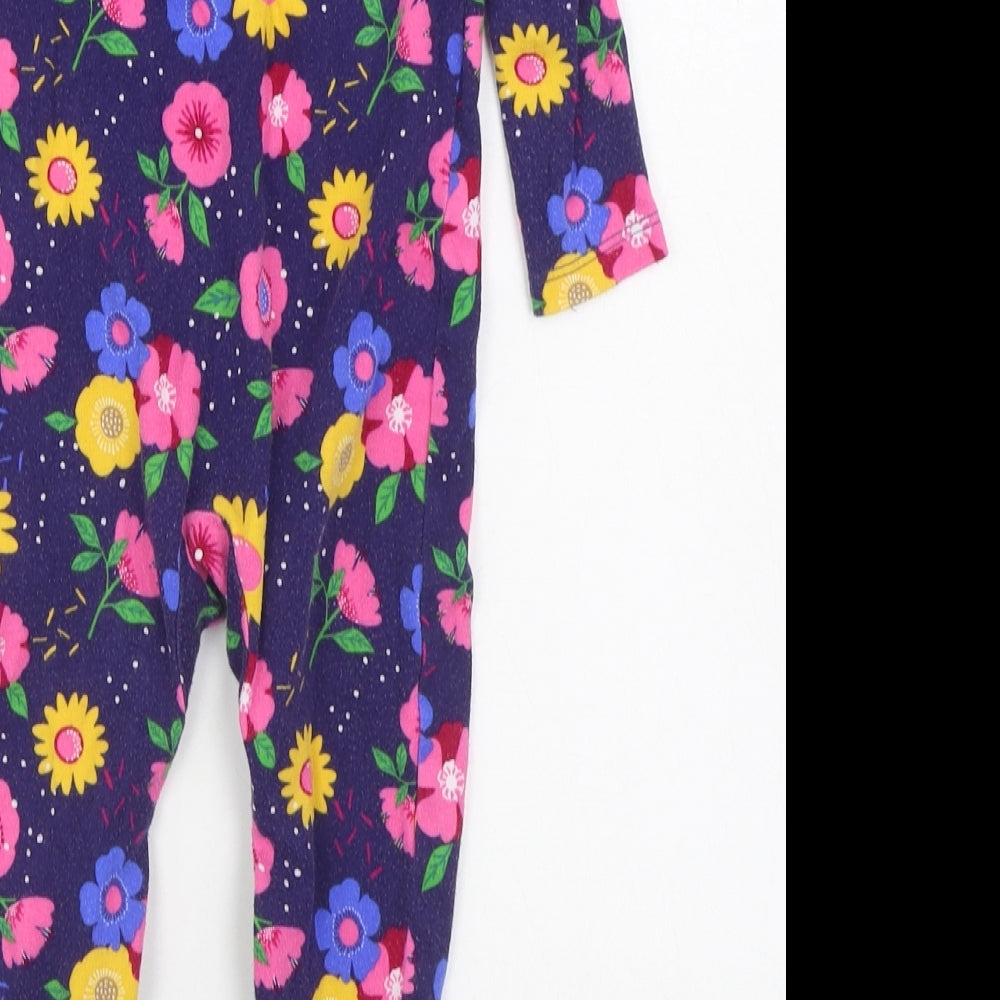 F&F Girls Multicoloured Floral 100% Cotton  One Piece Size 18-24 Months  Button