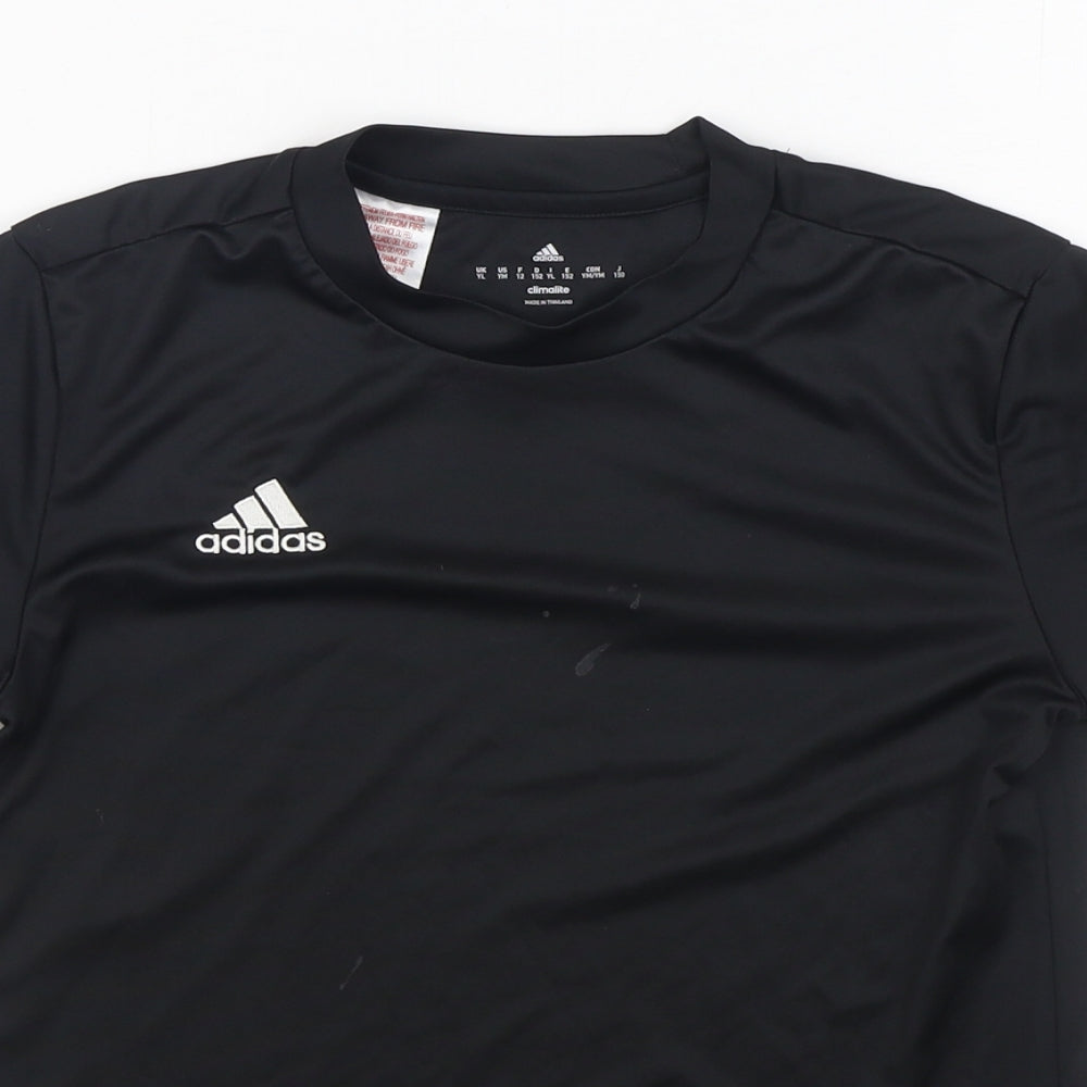 adidas Boys Black  Polyester Basic T-Shirt Size 12 Years Round Neck Pullover