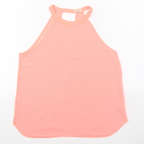 River Island Womens Pink  Polyester Basic Tank Size 12 Round Neck Pullover