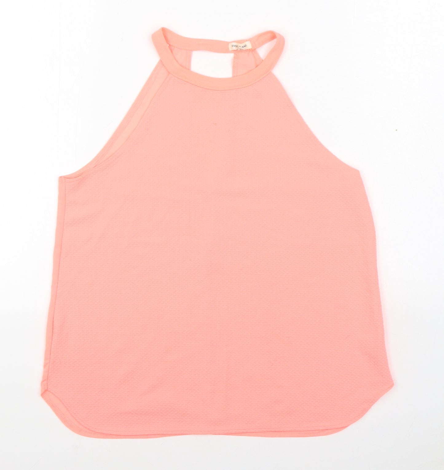 River Island Womens Pink  Polyester Basic Tank Size 12 Round Neck Pullover