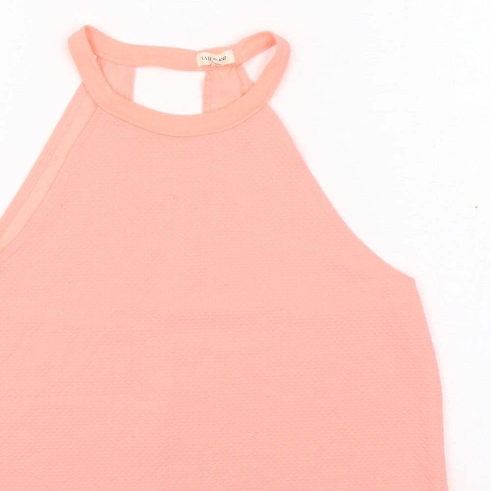 River Island Womens Pink  Polyester Basic Tank Size 12 Round Neck Pullover