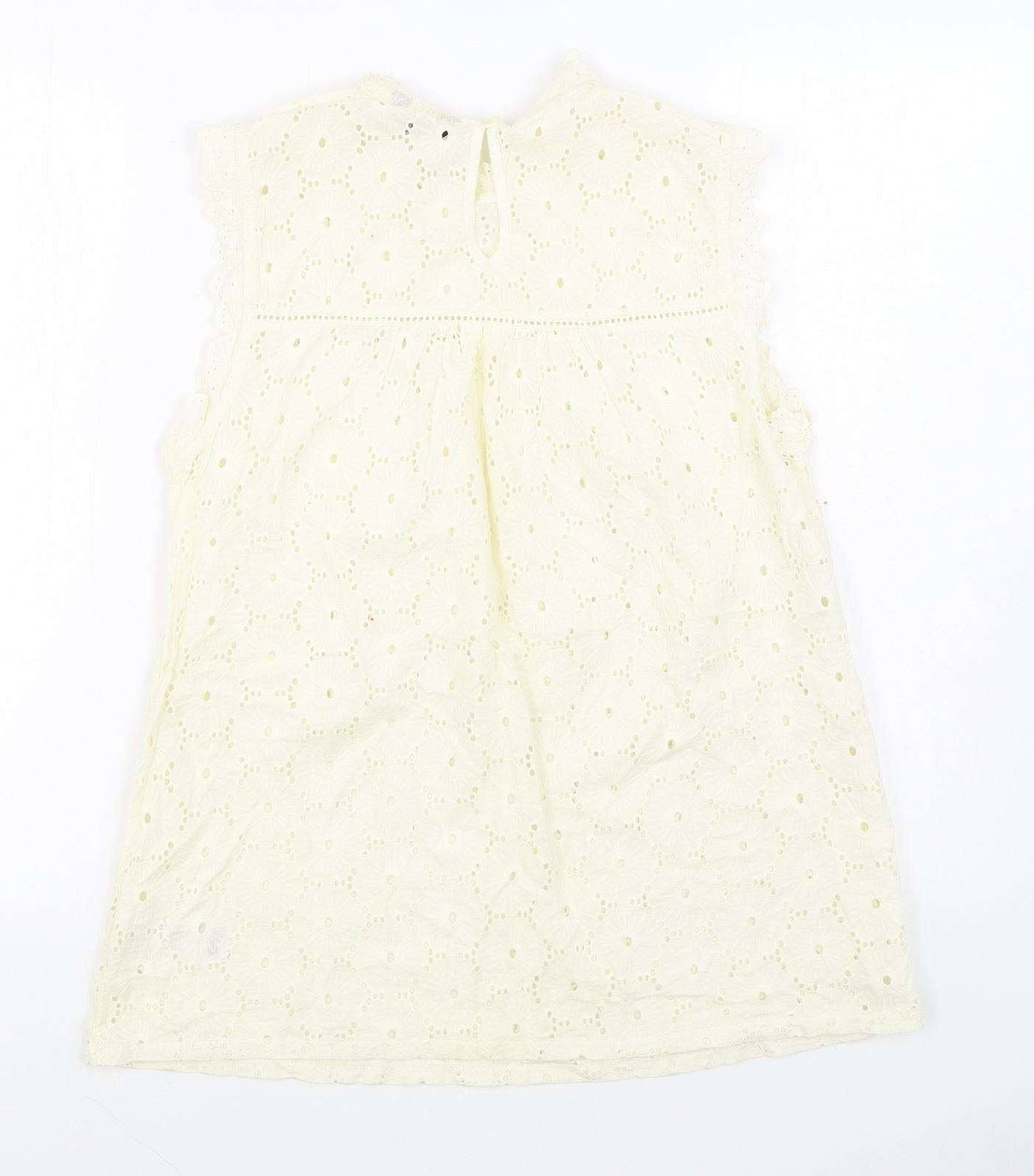 F&F Womens White  100% Cotton Basic Blouse Size 14 Round Neck