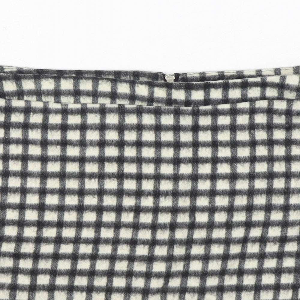 New Look Womens Black Check Polyester A-Line Skirt Size 14   Zip