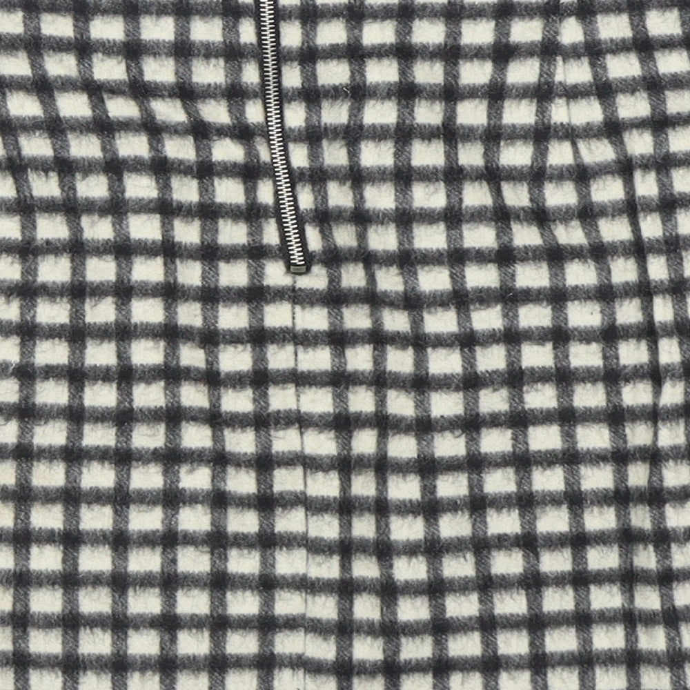 New Look Womens Black Check Polyester A-Line Skirt Size 14   Zip
