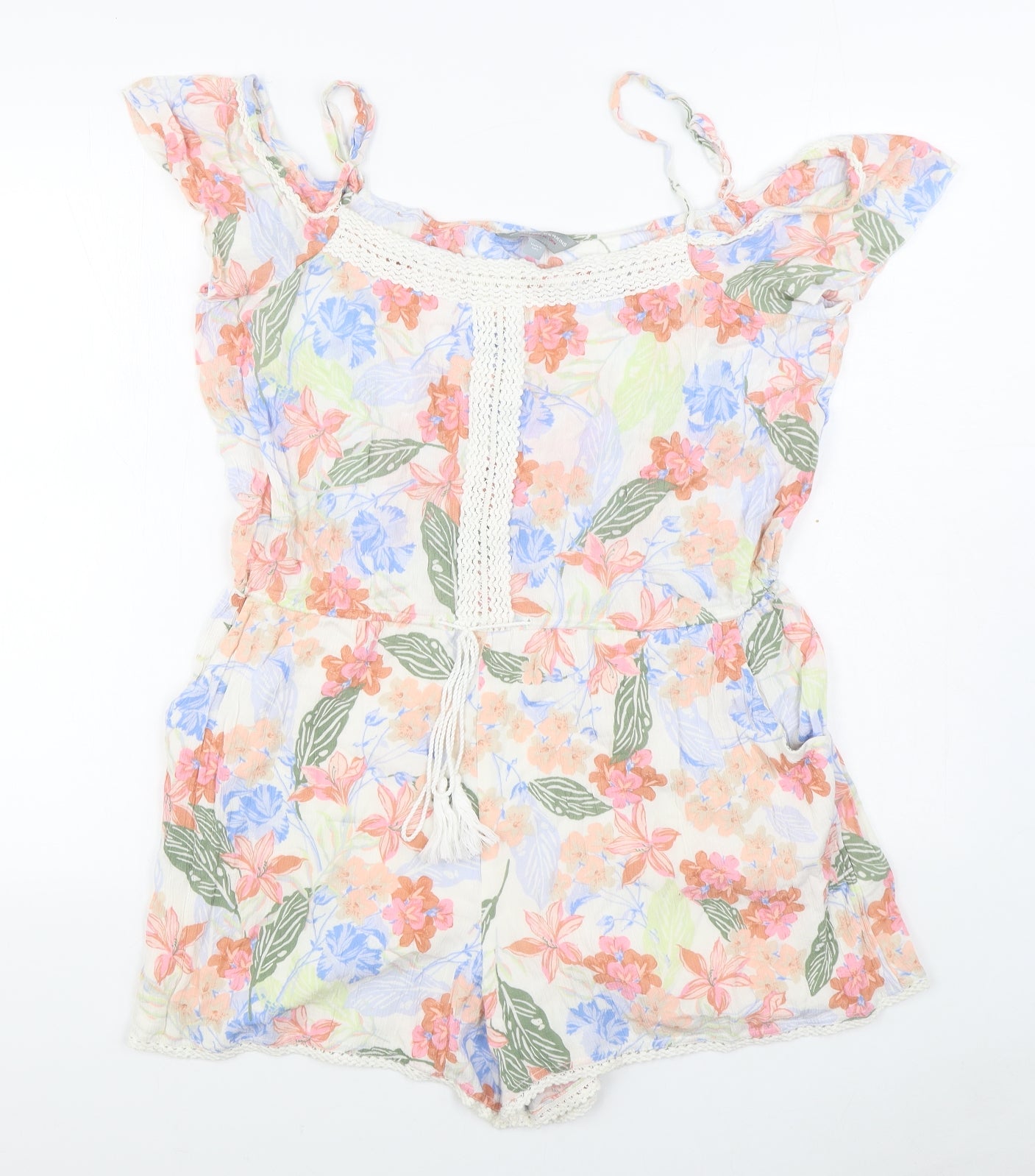 Dorothy Perkins Womens Multicoloured Floral Viscose Playsuit One-Piece Size 14  Pullover