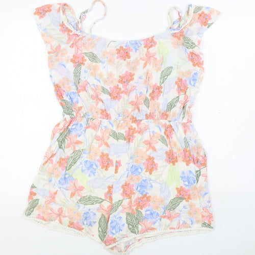 Dorothy Perkins Womens Multicoloured Floral Viscose Playsuit One-Piece Size 14  Pullover