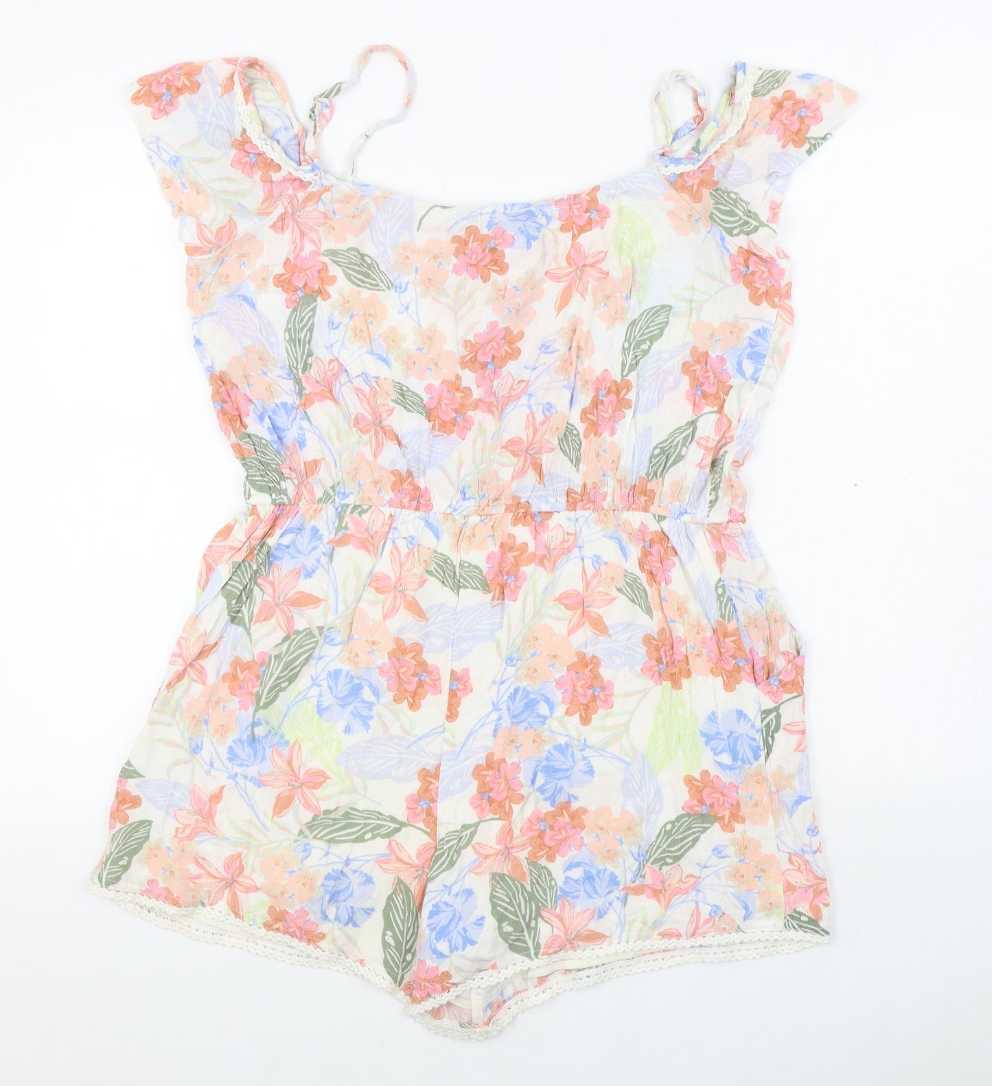 Dorothy Perkins Womens Multicoloured Floral Viscose Playsuit One-Piece Size 14  Pullover