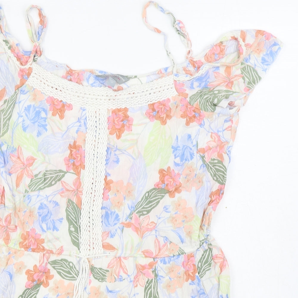 Dorothy Perkins Womens Multicoloured Floral Viscose Playsuit One-Piece Size 14  Pullover