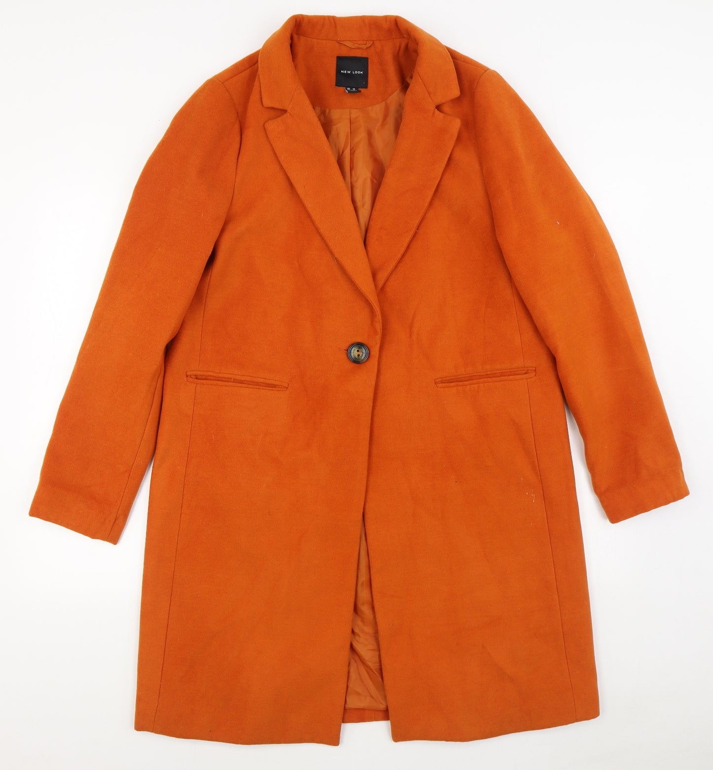 New Look Womens Orange   Overcoat Coat Size 14  Button