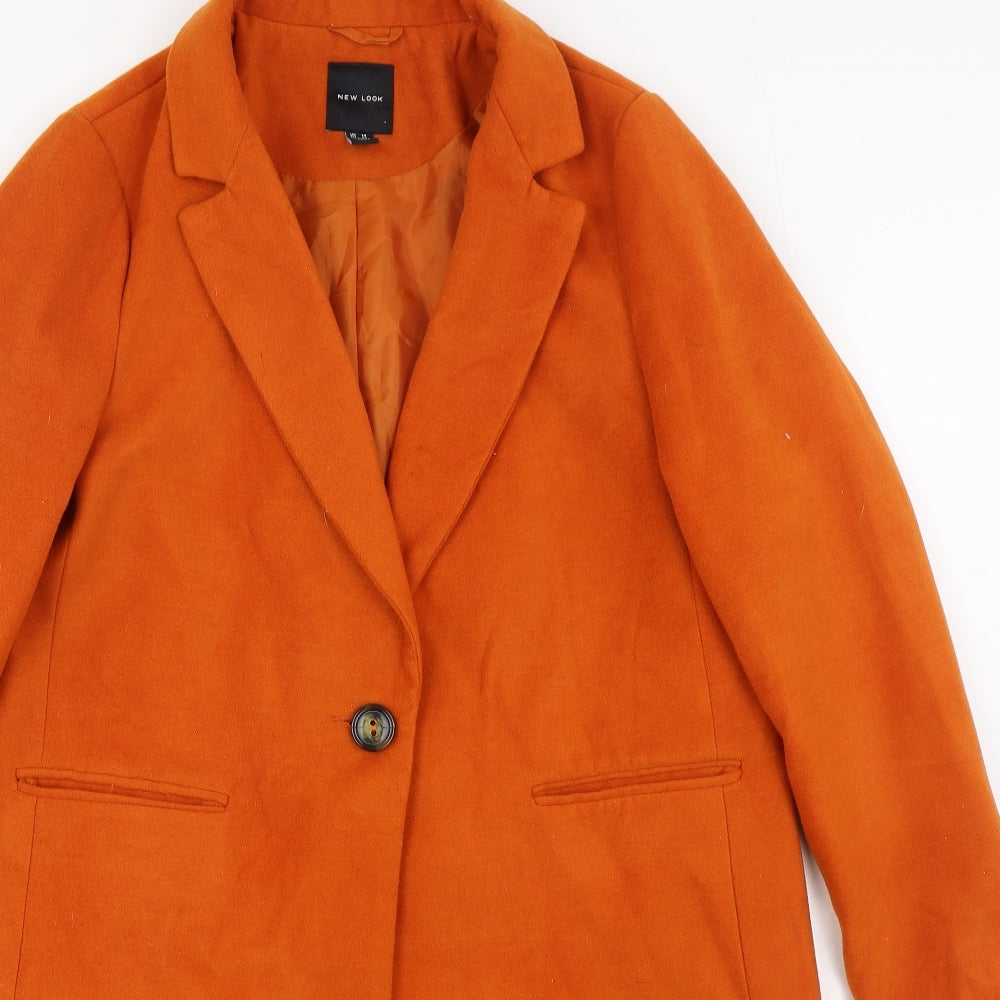 New Look Womens Orange   Overcoat Coat Size 14  Button