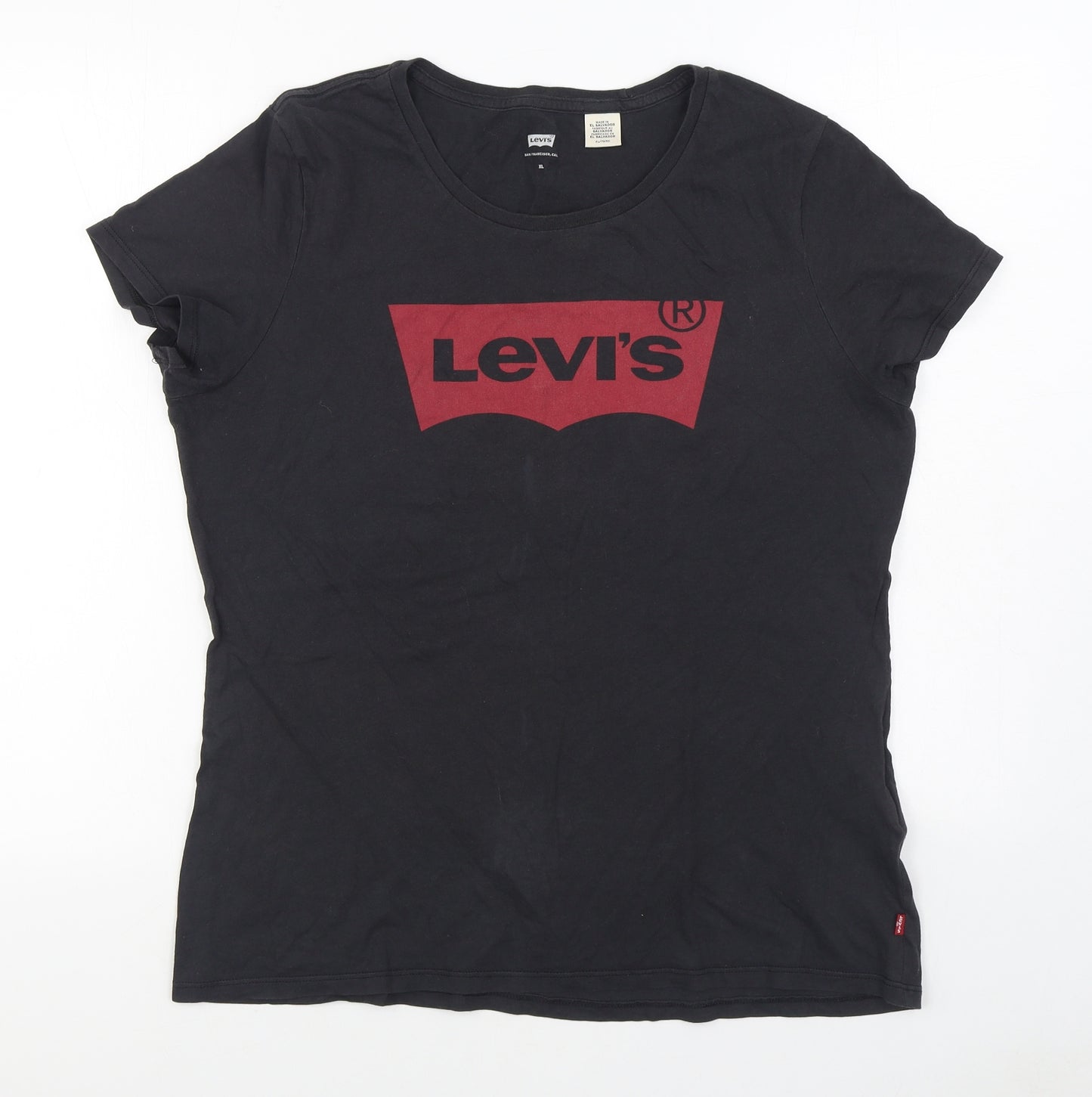 Levis Womens Black  100% Cotton Basic T-Shirt Size XL Scoop Neck
