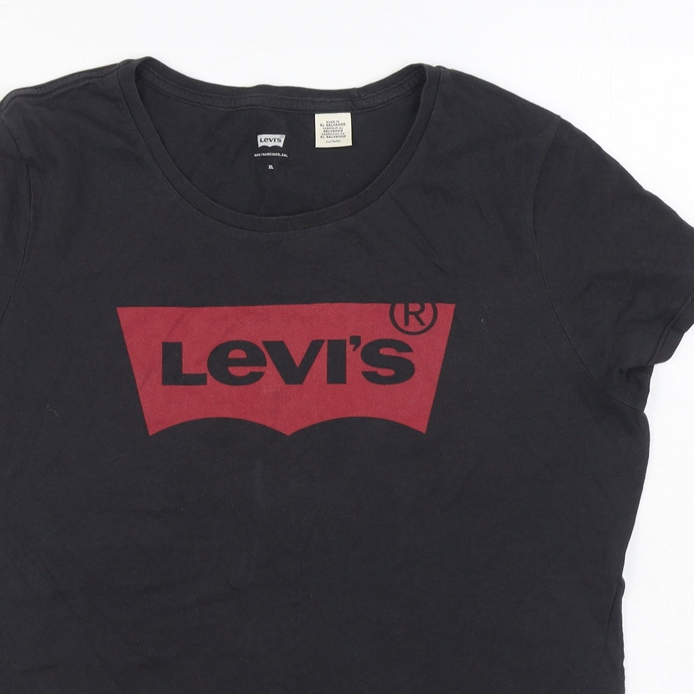Levis Womens Black  100% Cotton Basic T-Shirt Size XL Scoop Neck