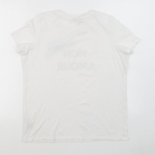 By Very Womens White  Cotton Basic T-Shirt Size 14 Round Neck