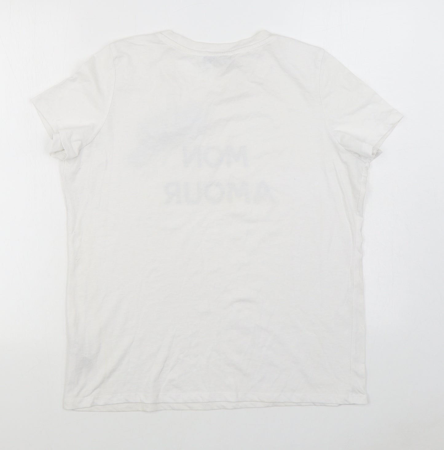 By Very Womens White  Cotton Basic T-Shirt Size 14 Round Neck
