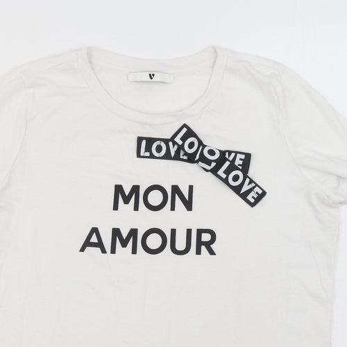 By Very Womens White  Cotton Basic T-Shirt Size 14 Round Neck