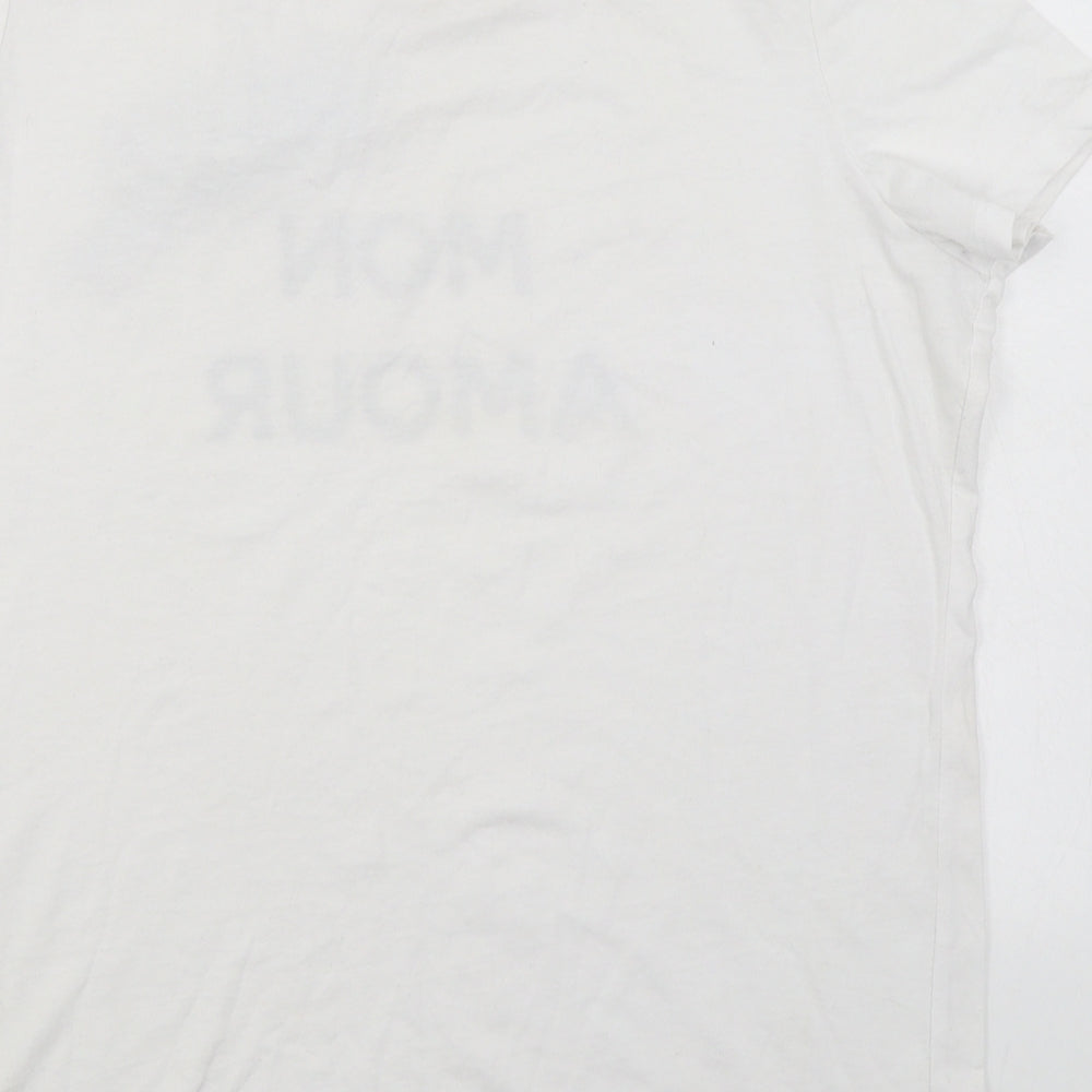 By Very Womens White  Cotton Basic T-Shirt Size 14 Round Neck