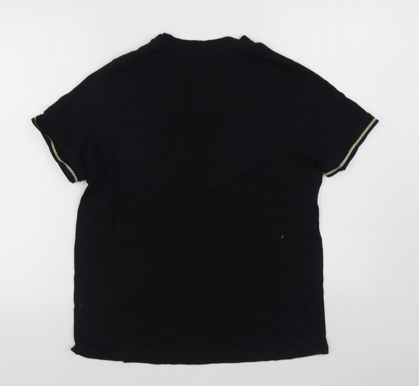 River Island Womens Black  100% Cotton Basic T-Shirt Size 14 Round Neck