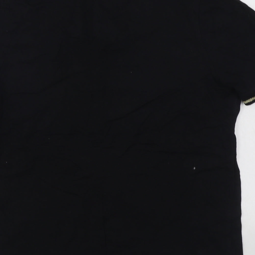 River Island Womens Black  100% Cotton Basic T-Shirt Size 14 Round Neck