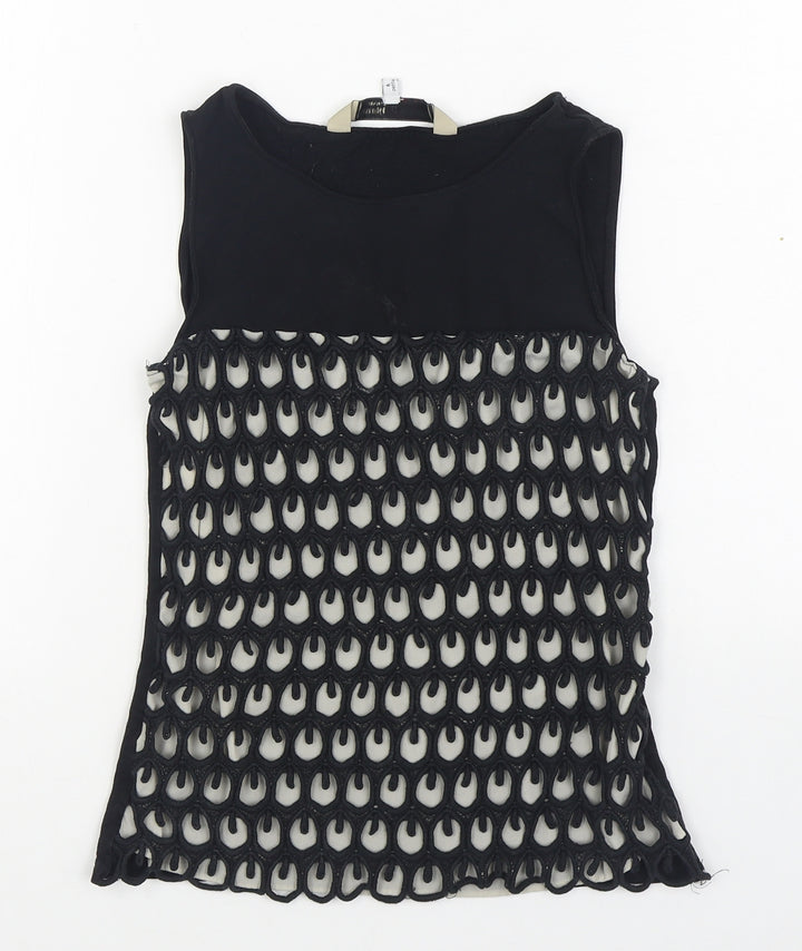 Principles Womens Black Polyester Basic T-Shirt Size 6 Boat Neck