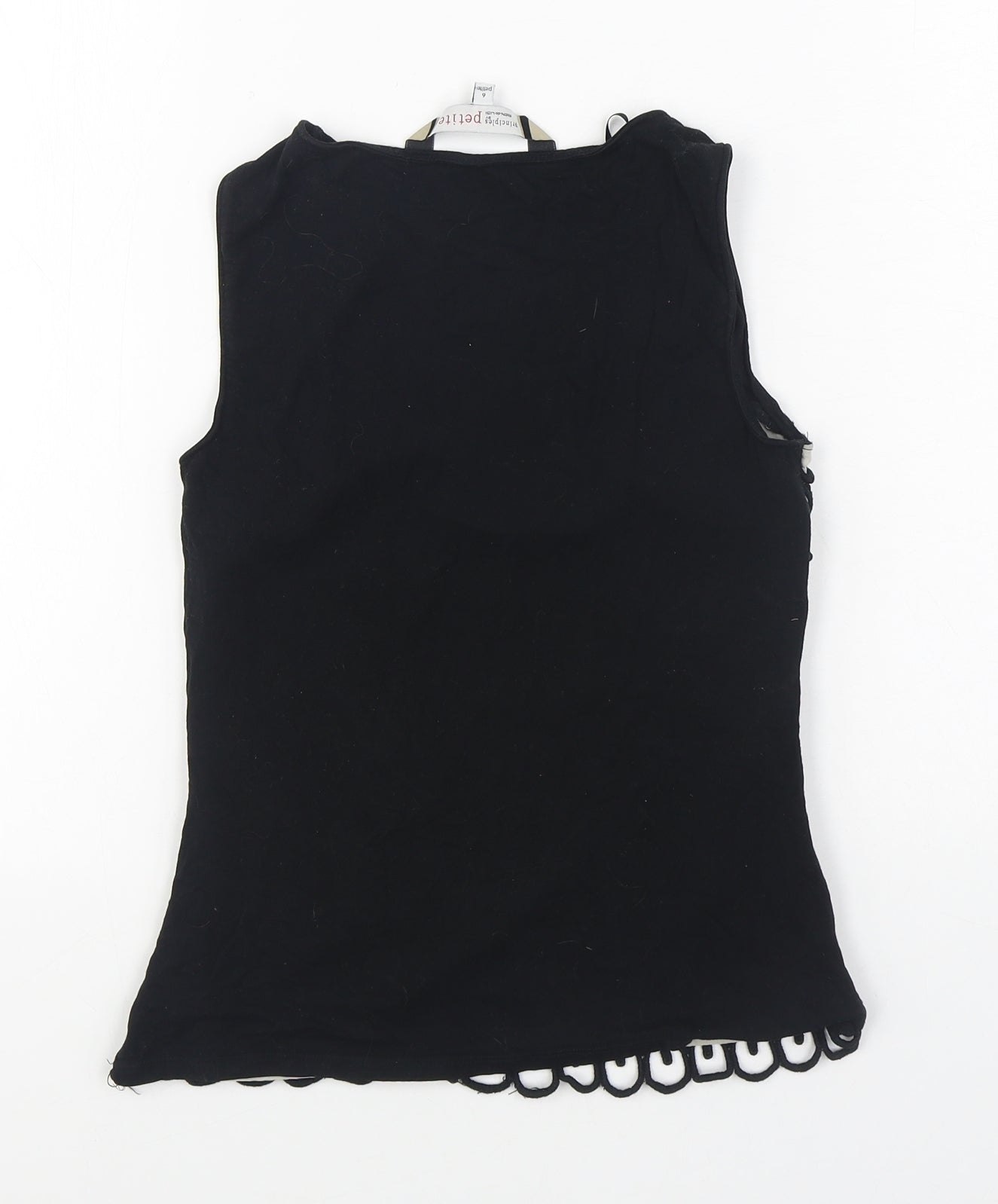 Principles Womens Black  Polyester Basic T-Shirt Size 6 Boat Neck