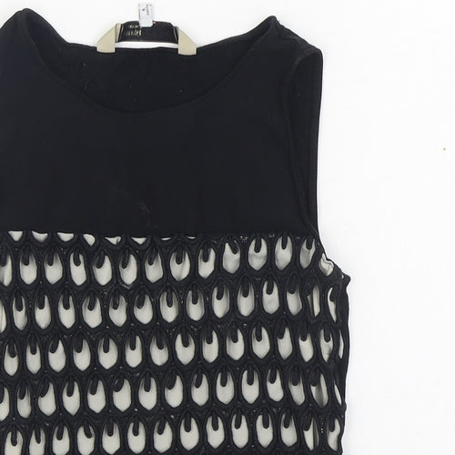 Principles Womens Black  Polyester Basic T-Shirt Size 6 Boat Neck