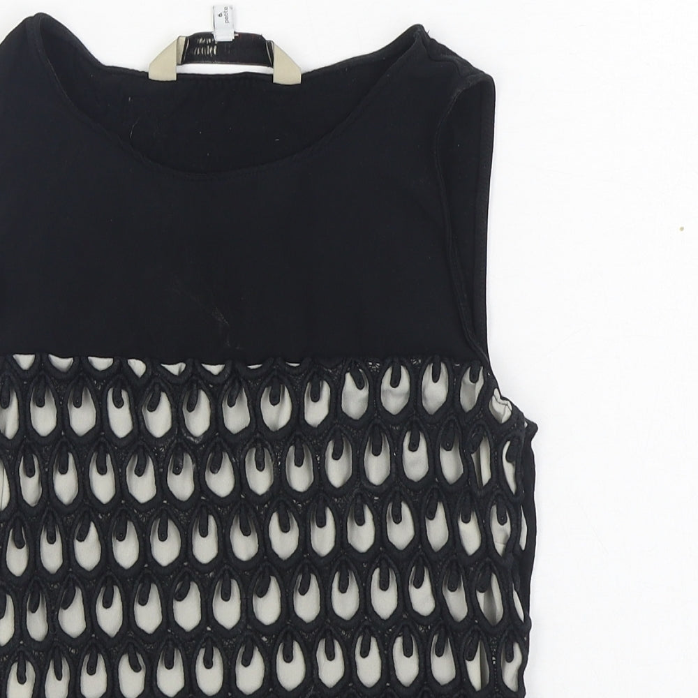Principles Womens Black  Polyester Basic T-Shirt Size 6 Boat Neck
