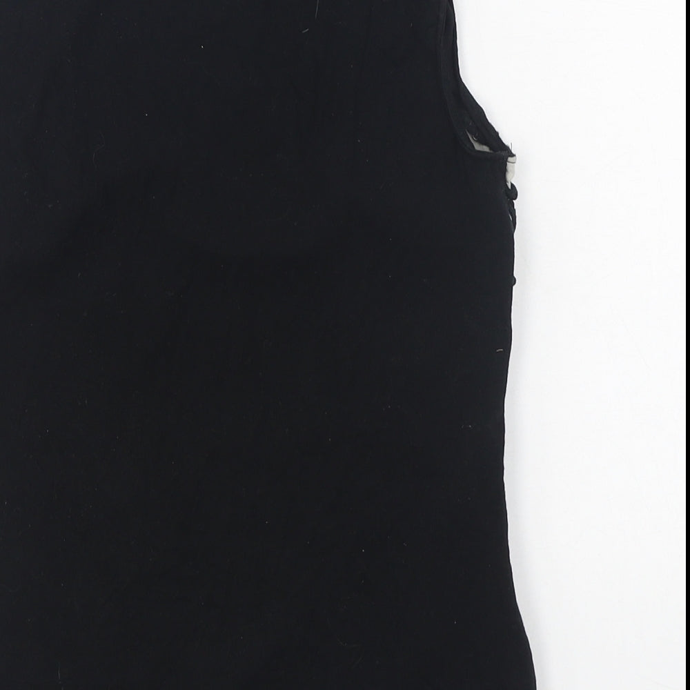 Principles Womens Black  Polyester Basic T-Shirt Size 6 Boat Neck