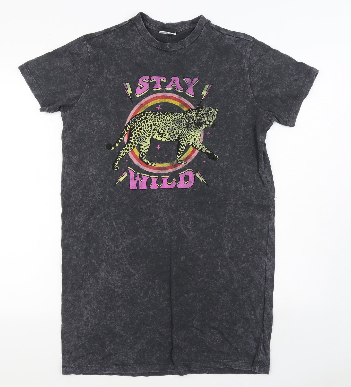 Noisy may Womens Grey  Cotton Basic T-Shirt Size XS Round Neck