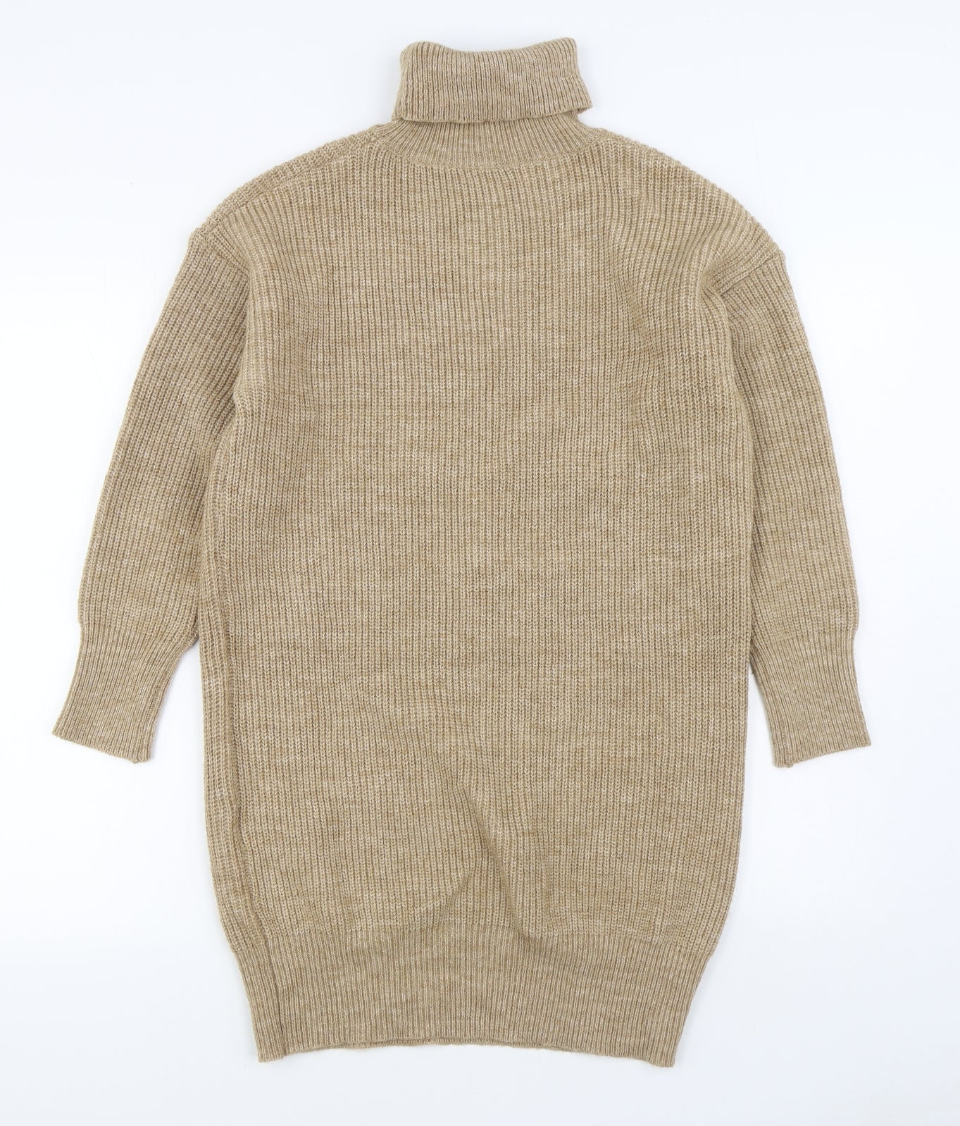 SheIn Womens Beige Roll Neck  Acrylic Pullover Jumper Size M