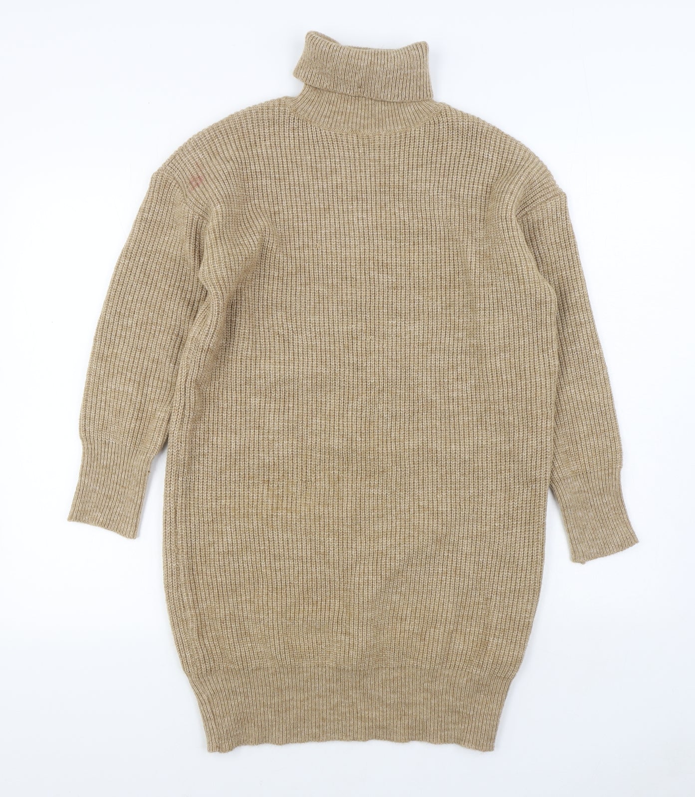 SheIn Womens Beige Roll Neck  Acrylic Pullover Jumper Size M