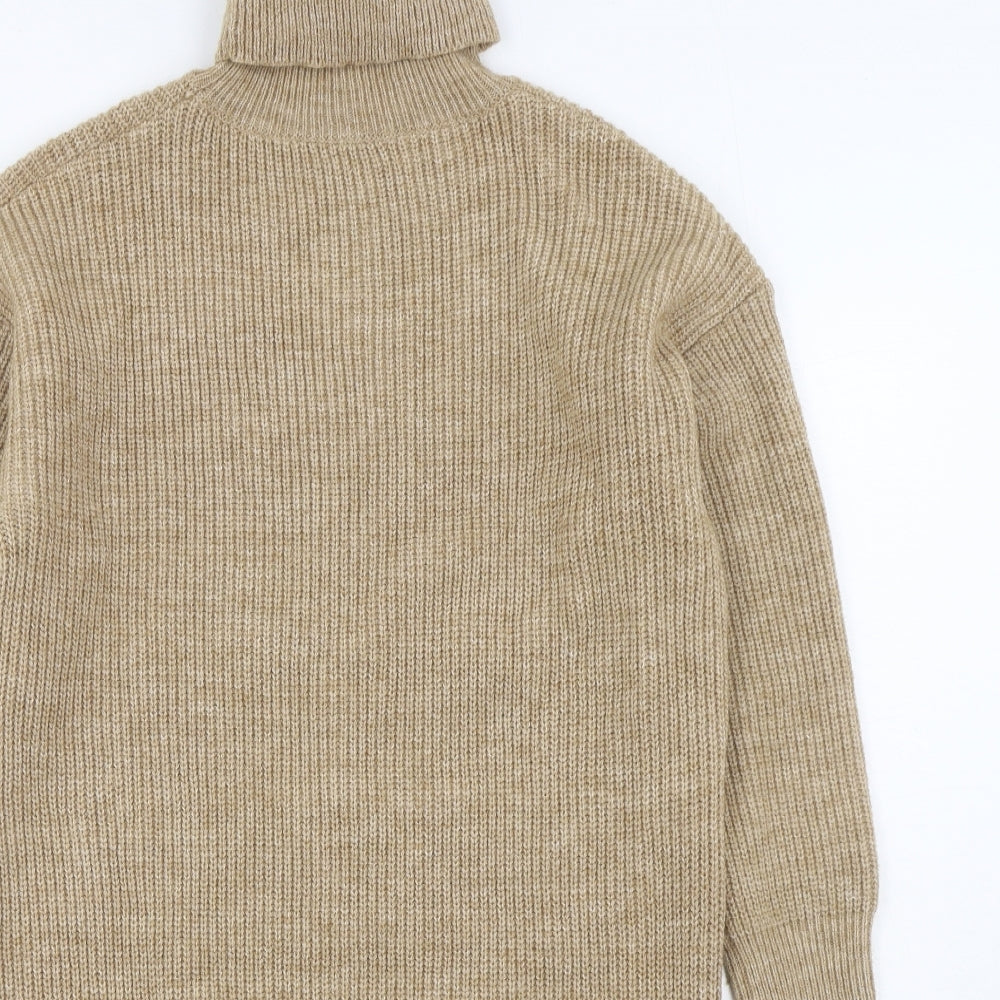 SheIn Womens Beige Roll Neck  Acrylic Pullover Jumper Size M