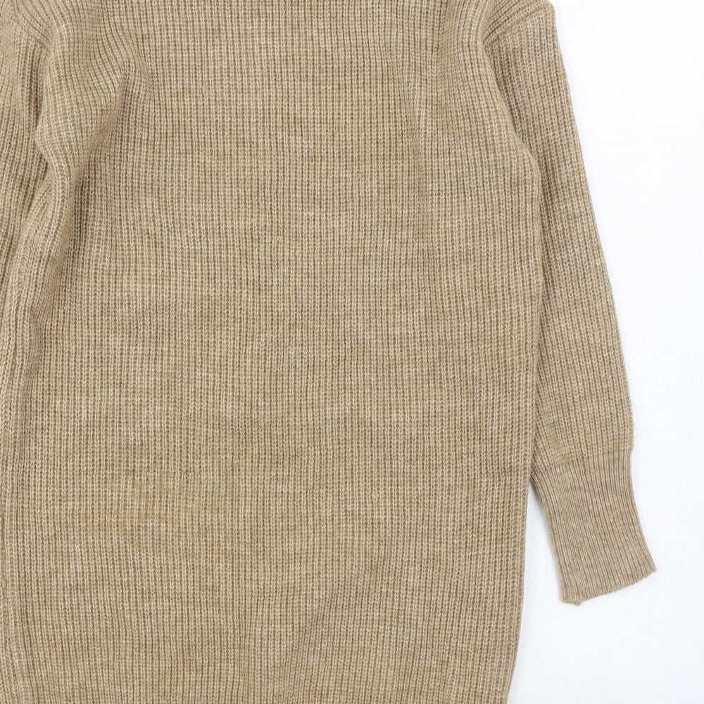 SheIn Womens Beige Roll Neck  Acrylic Pullover Jumper Size M
