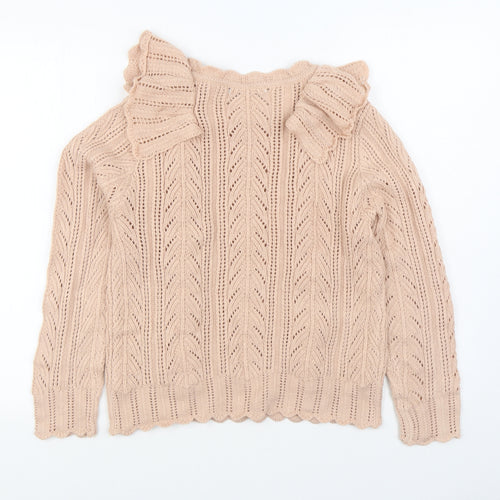Simplee Womens Pink Boat Neck  Acrylic Pullover Jumper Size L
