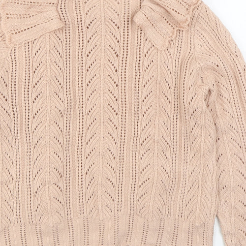 Simplee Womens Pink Boat Neck  Acrylic Pullover Jumper Size L