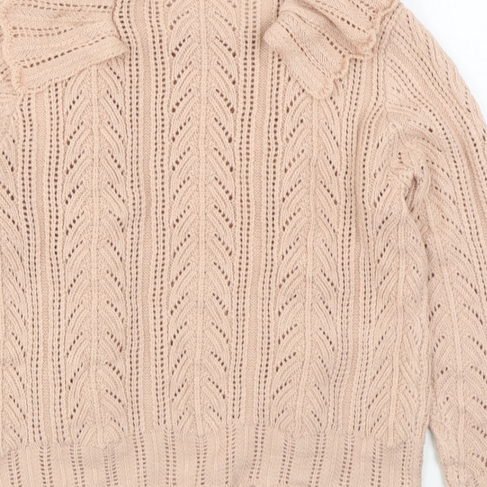 Simplee Womens Pink Boat Neck  Acrylic Pullover Jumper Size L